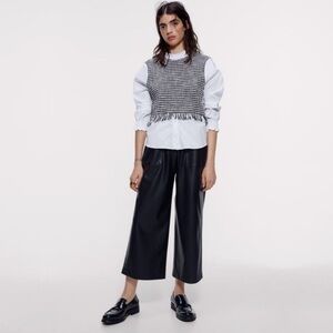 Zara Contrast Tweed Top